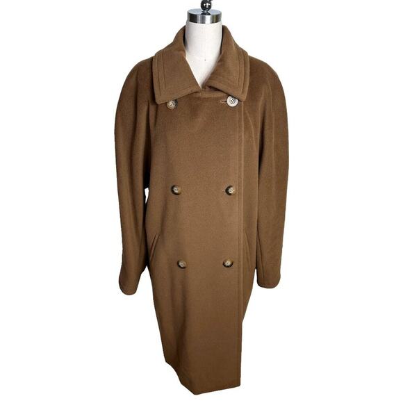Max Mara Camel Wool Double Breasted Coat Made in Italy Size 12 - Picture 1 of 10